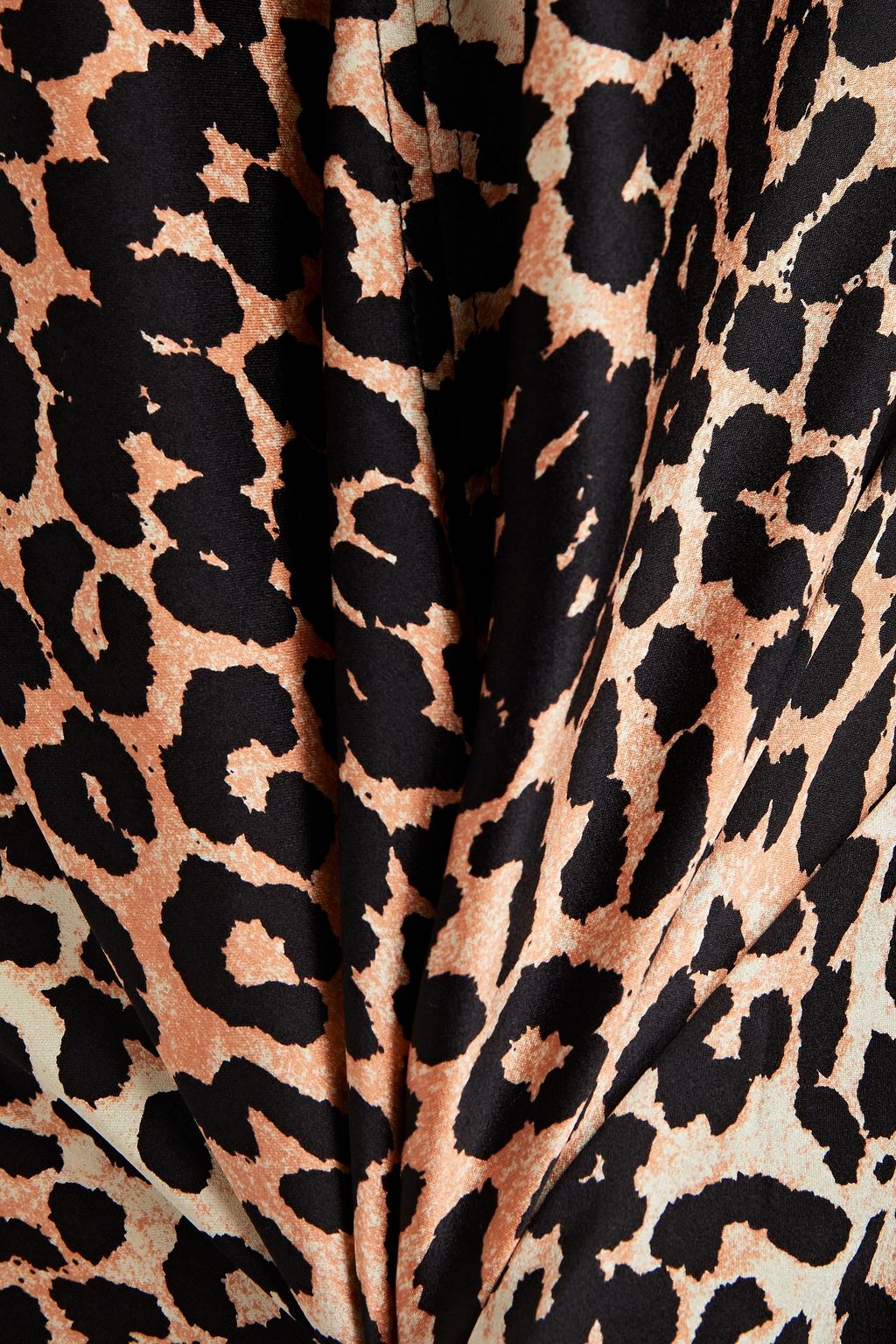 GANNI Leopard-print stretch-silk satin maxi slip dress