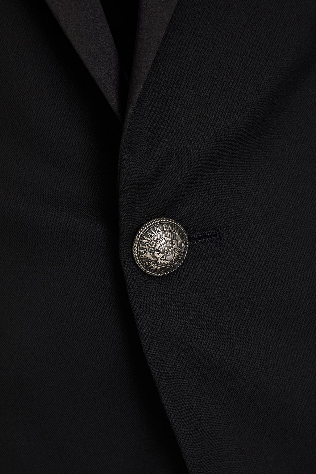 BALMAIN Satin-trimmed wool-twill tuxedo jacket