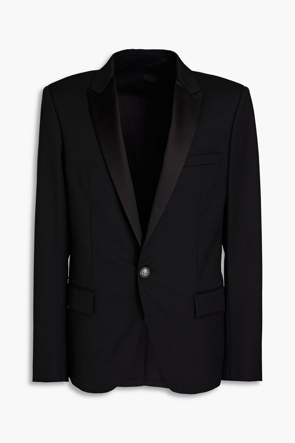 Vugge Gladys Melting BALMAIN Satin-trimmed wool-twill tuxedo jacket | THE OUTNET