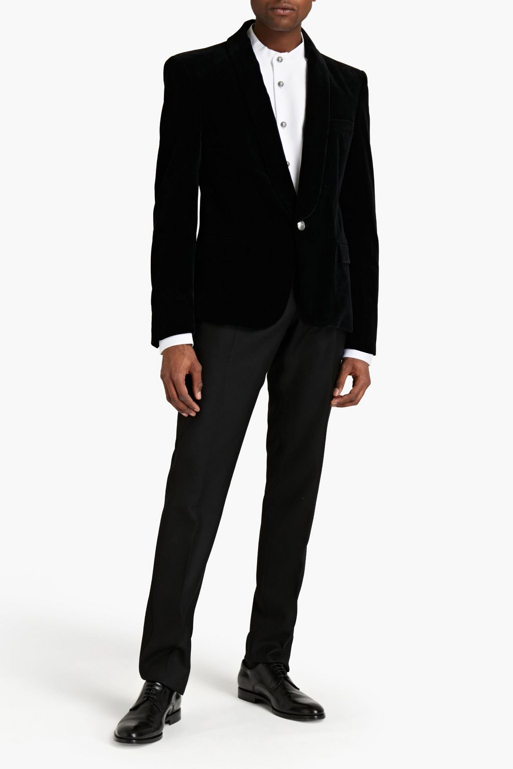 BALMAIN Cotton-blend velvet tuxedo jacket