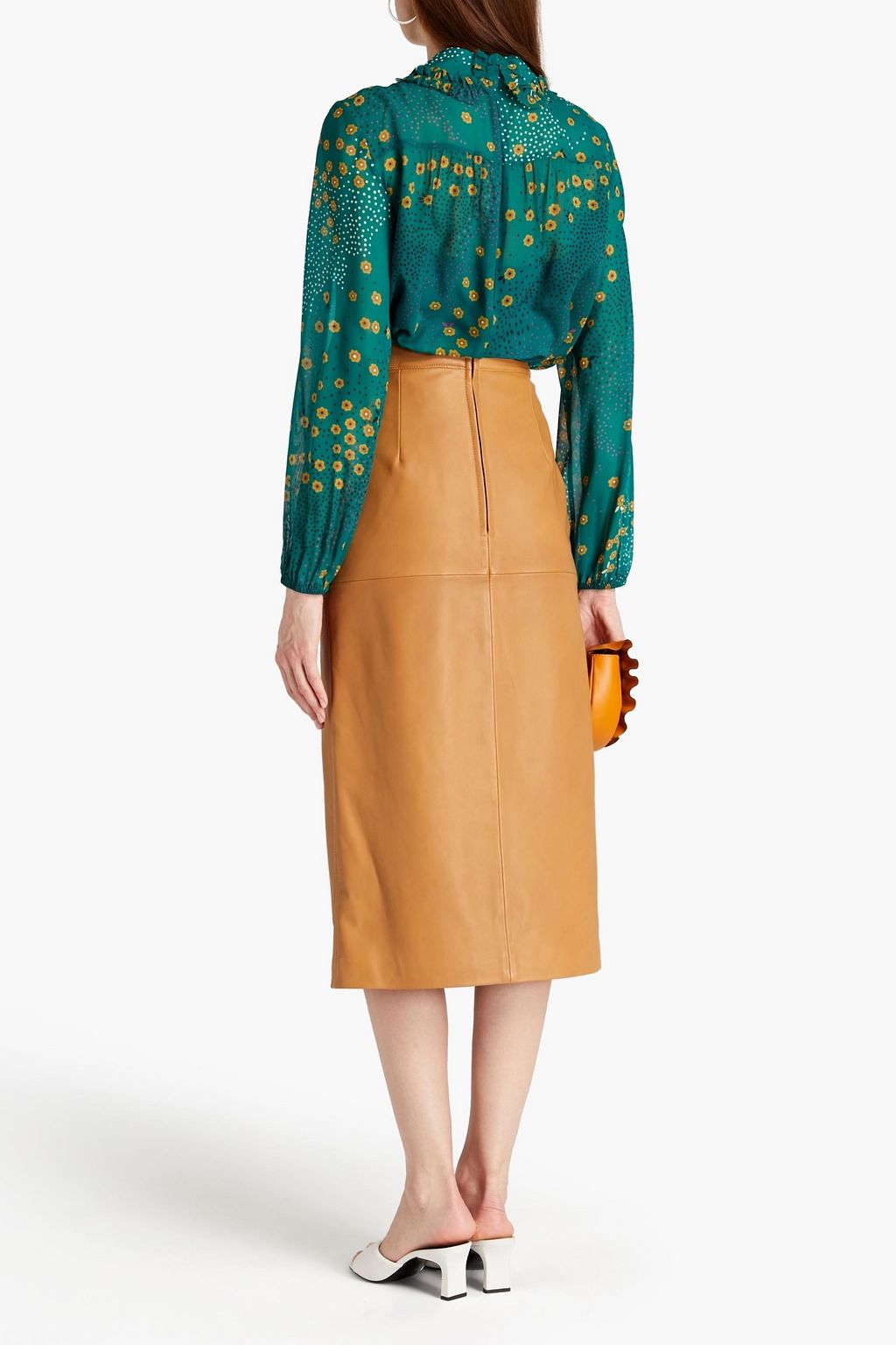 REDVALENTINO Leather midi pencil skirt
