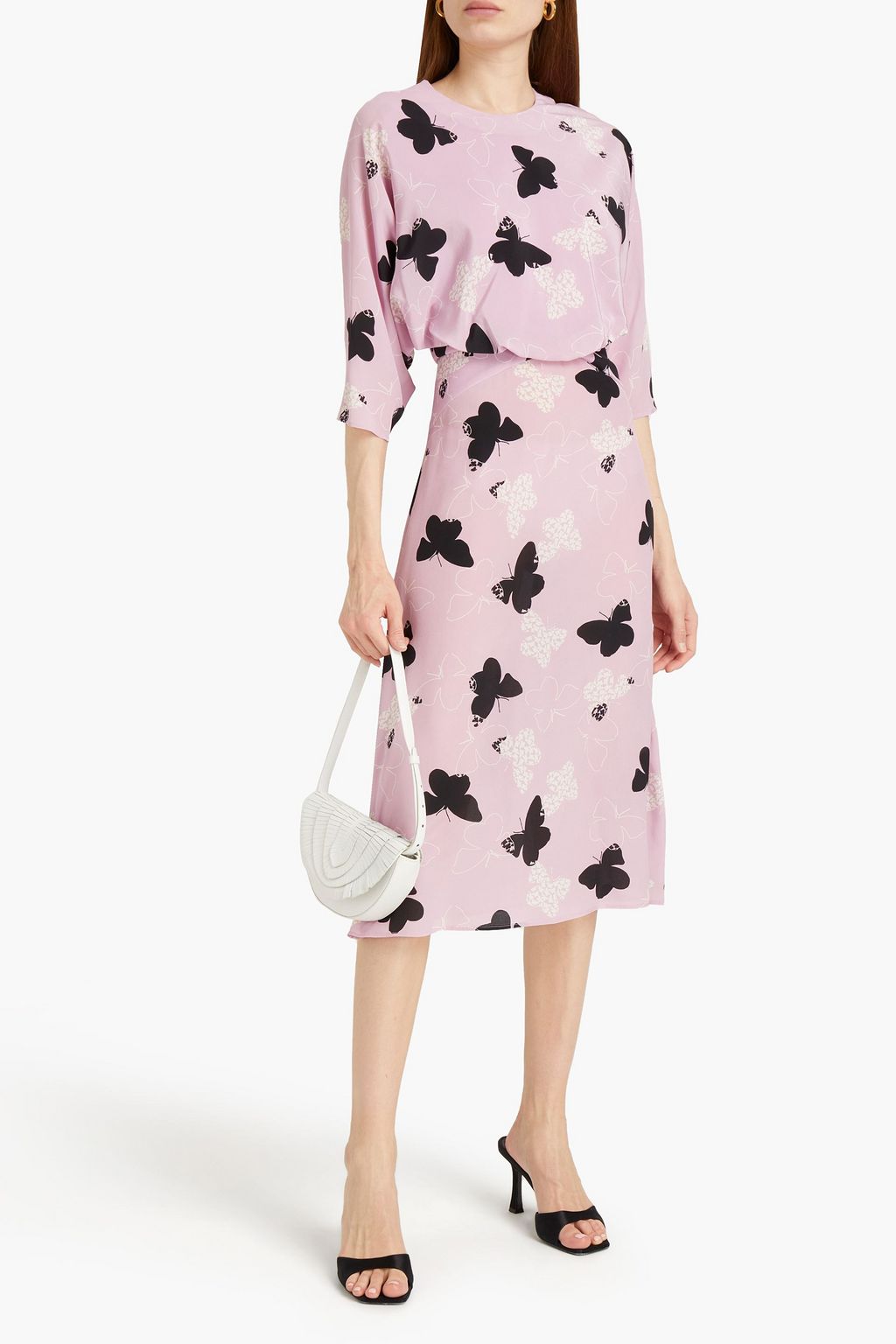 REDVALENTINO Printed silk crepe de chine midi dress