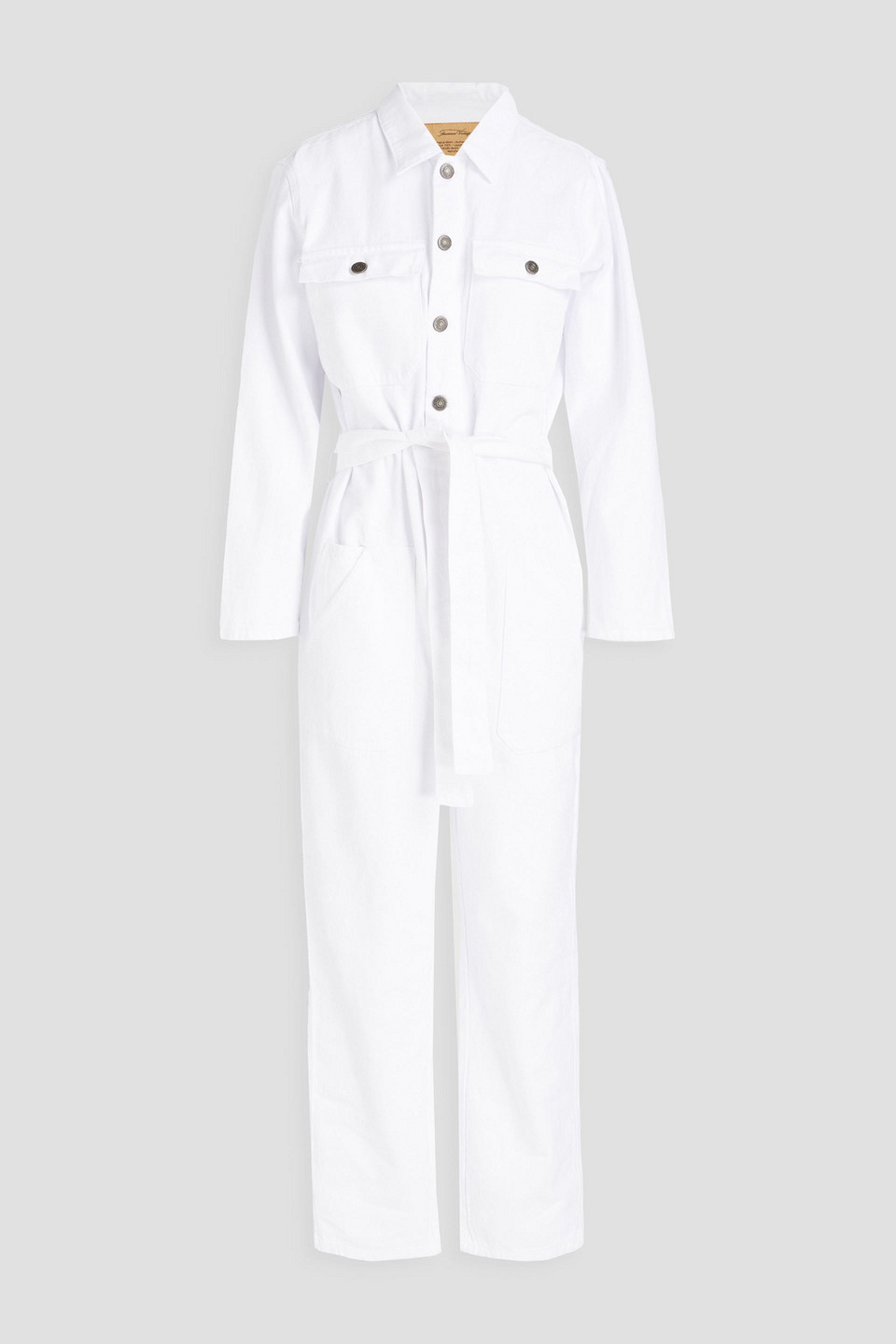 american vintage - tineborow belted denim jumpsuit - white - m