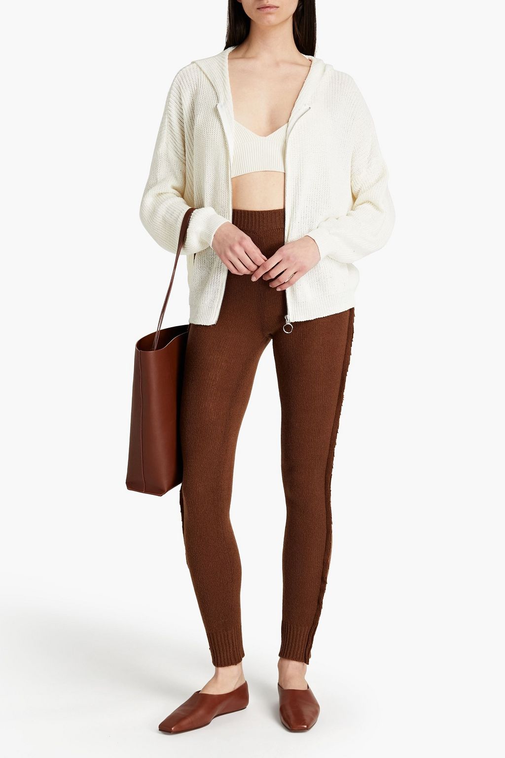 CHARLI Melena ribbed cotton-blend hoodie