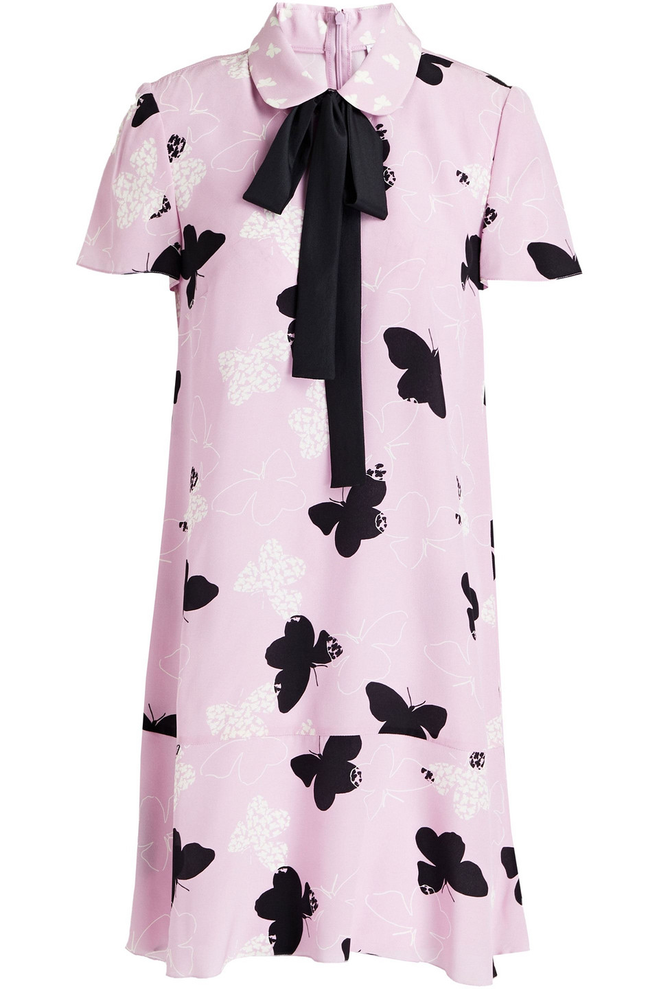 Redvalentino Woman Pussy-bow Printed Silk Mini Dress Baby Pink Size 40