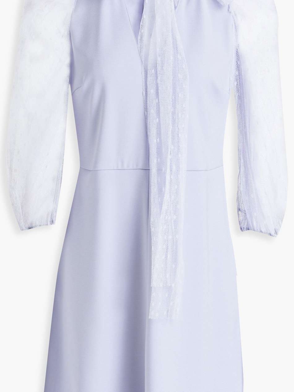 pussy-bow point d'esprit-paneled crepe mini dress
