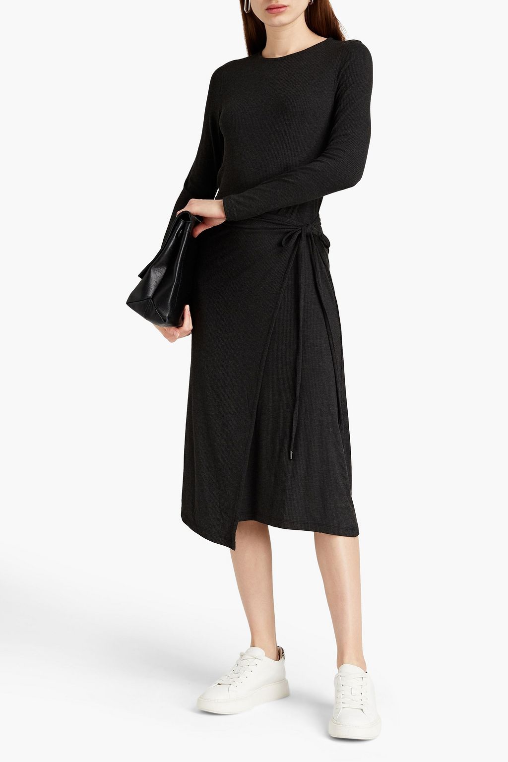 ATM ANTHONY THOMAS MELILLO Wrap-effect layered modal-blend jersey midi dress