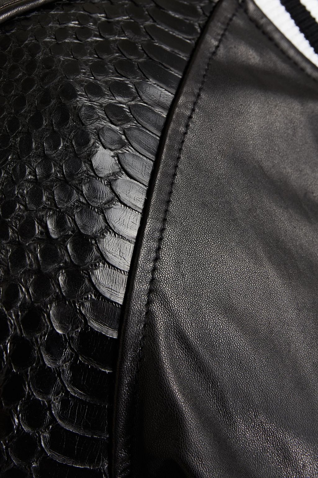 BALMAIN Bomberjacke aus Leder mit Pythonledereinsatz