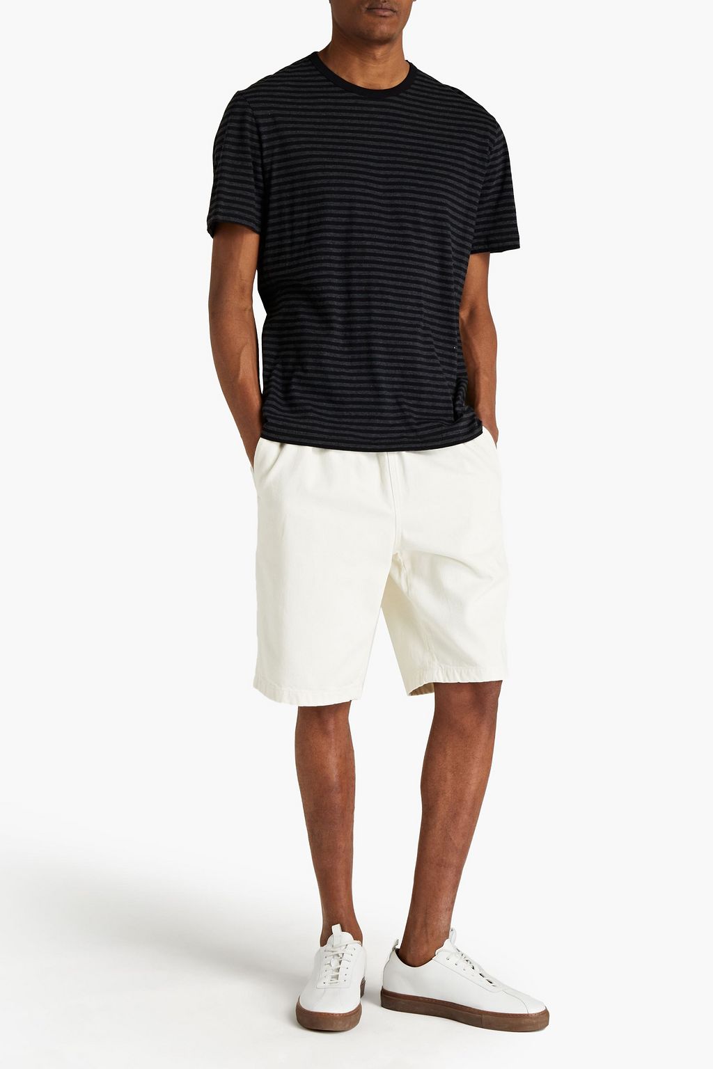 OFFICINE GÉNÉRALE Striped mélange cotton-jersey T-shirt