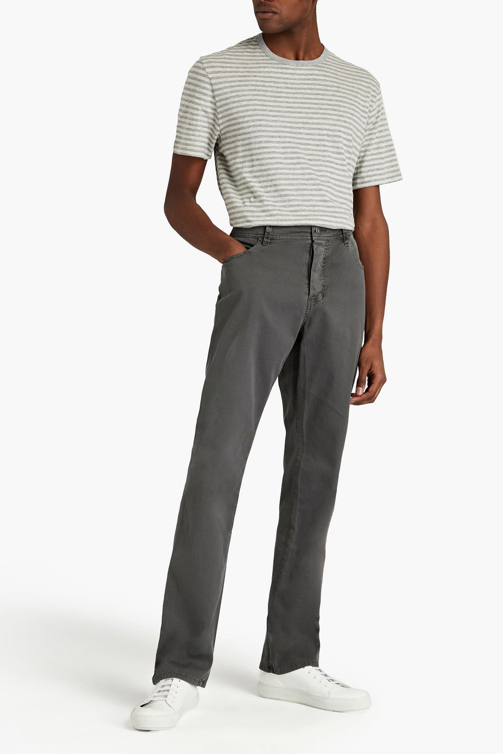OFFICINE GÉNÉRALE Mélange striped cotton-jersey T-shirt