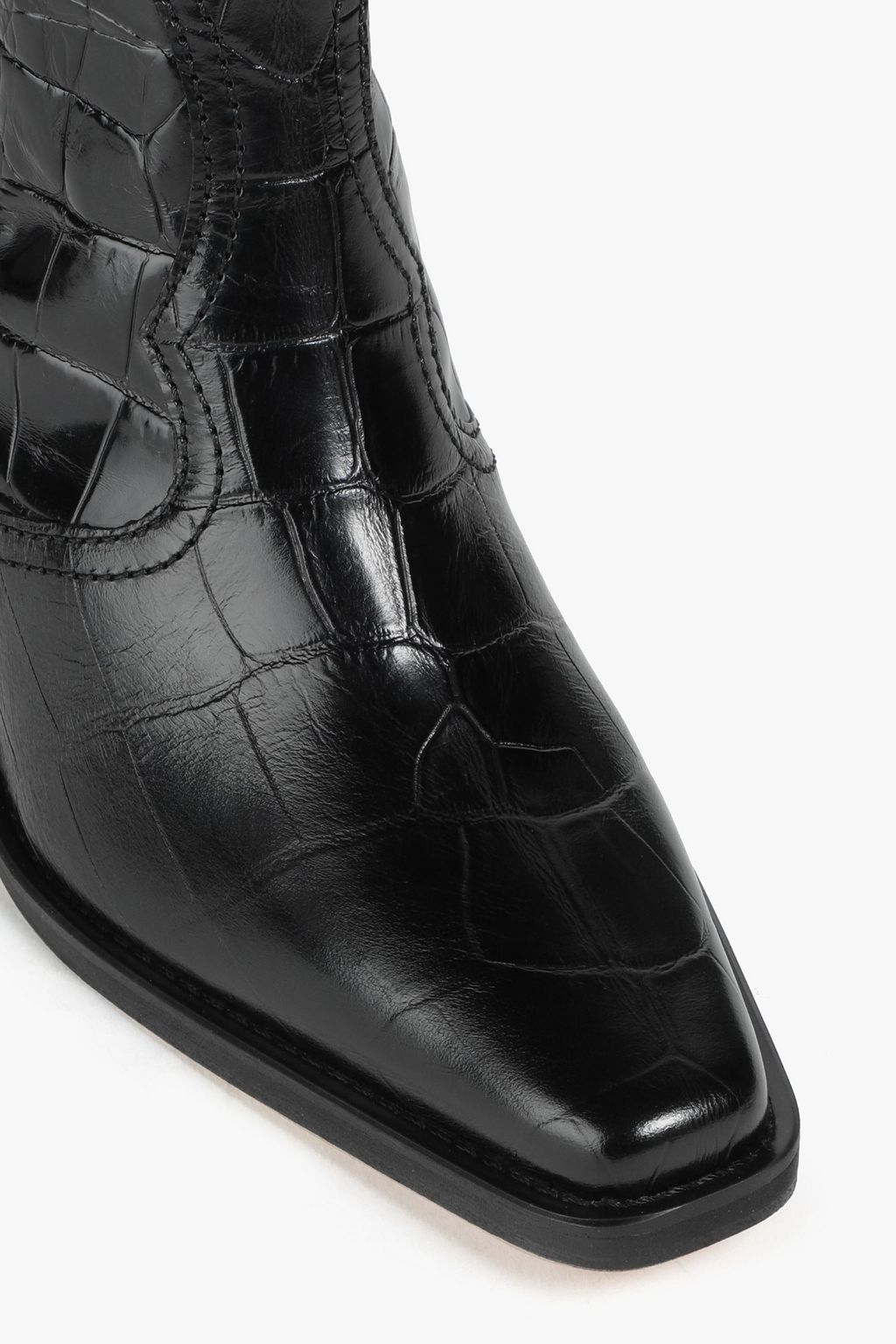 GANNI Polished croc-effect leather ankle boots
