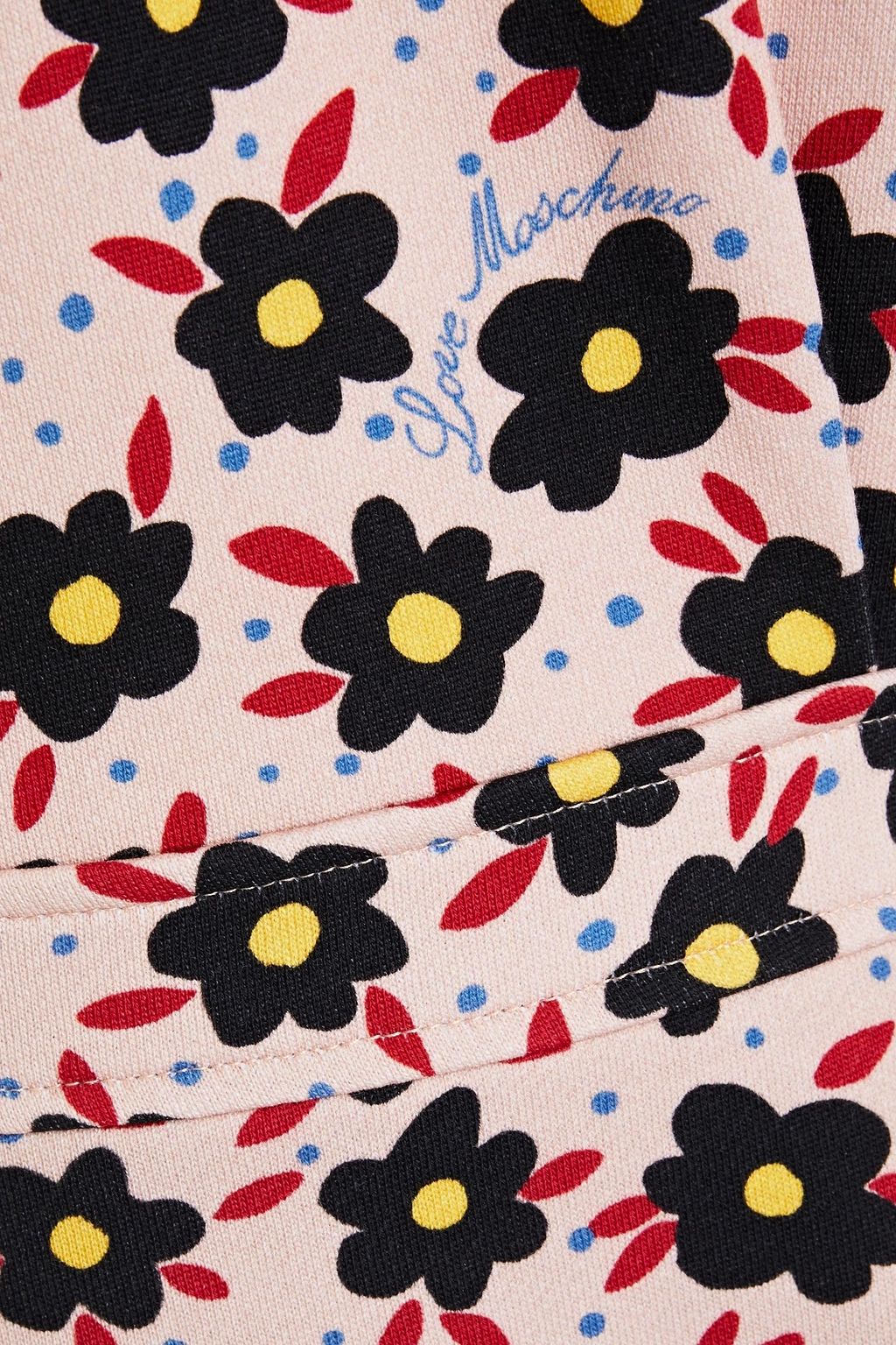LOVE MOSCHINO Pleated floral-print French cotton-blend terry mini dress