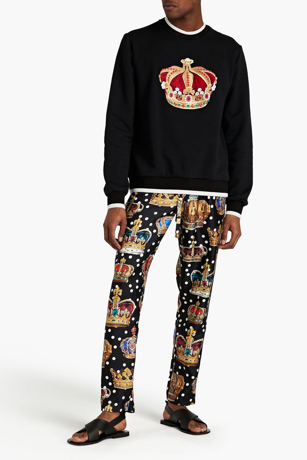 DOLCE&GABBANA Embroidered cotton-fleece sweatshirt