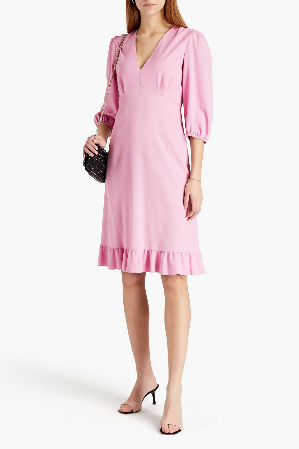 Red Valentino Gathered Crepe Dress In Pink