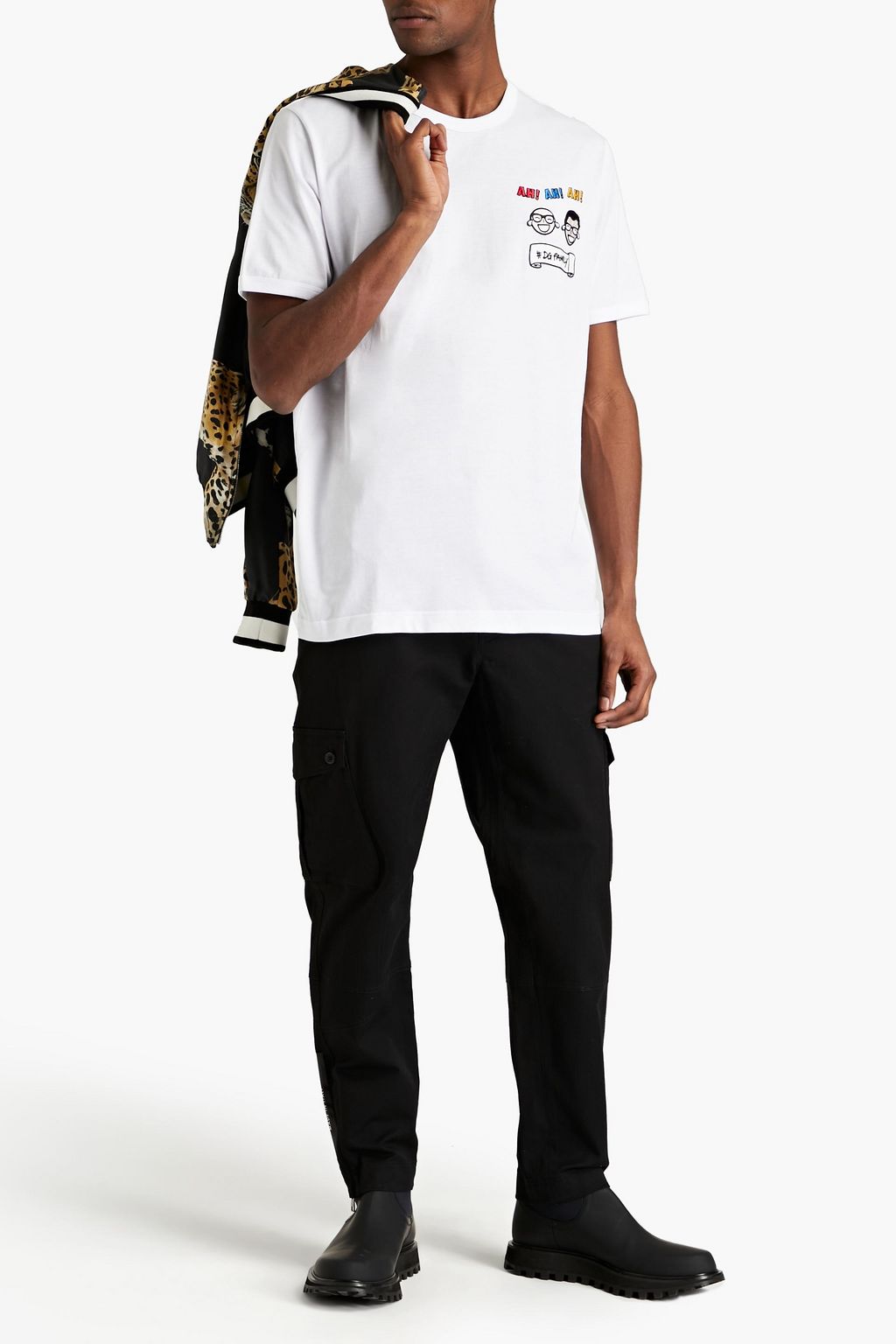 DOLCE&GABBANA Appliquéd cotton-jersey T-shirt