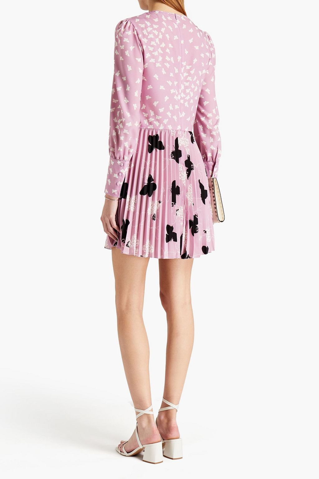 REDVALENTINO Pleated printed crepe mini dress