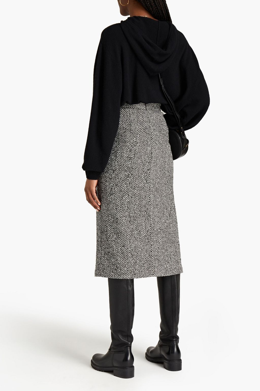 REDVALENTINO Herringbone tweed midi skirt