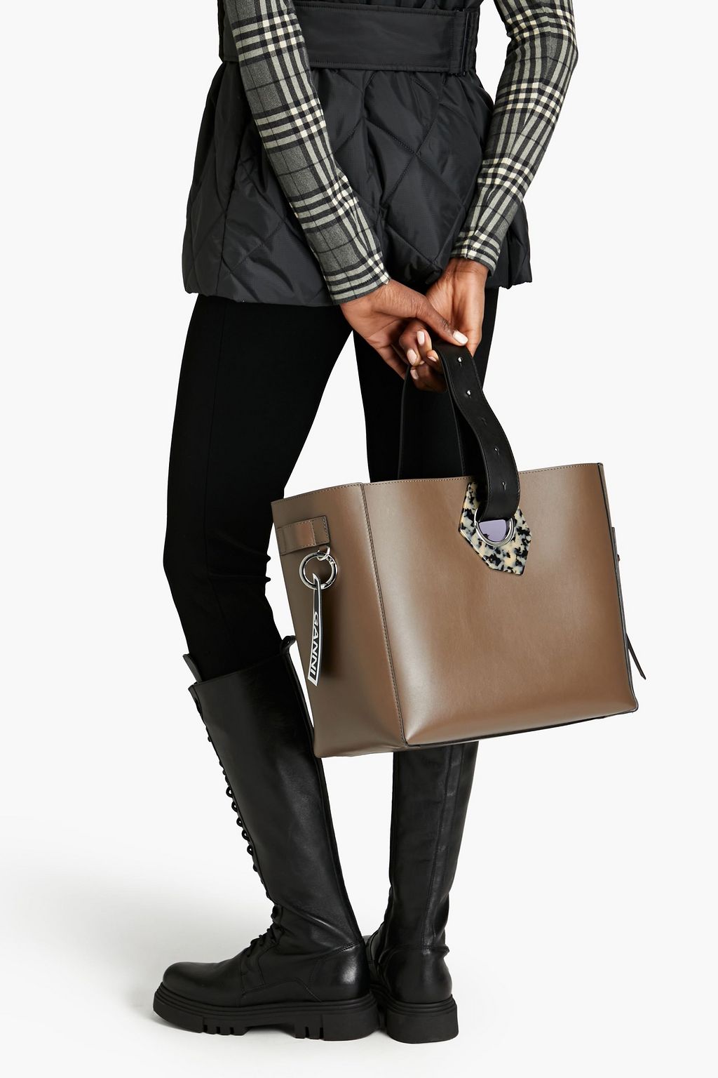 GANNI Embellished leather bucket bag