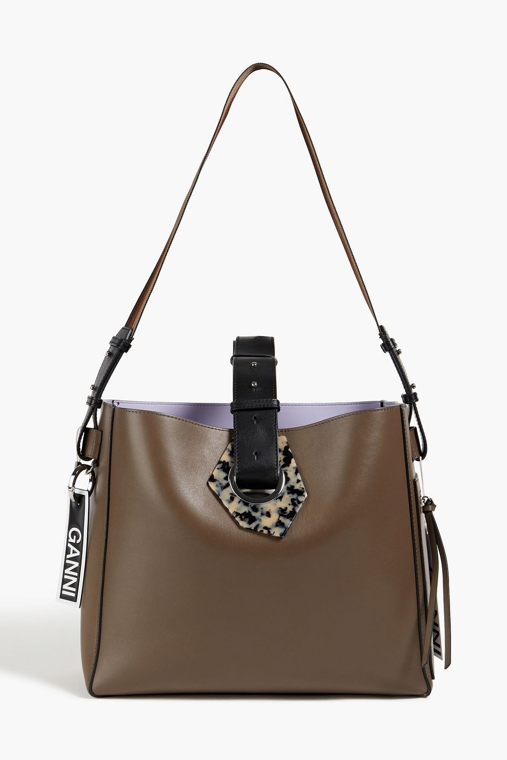 GANNI Embellished leather bucket bag