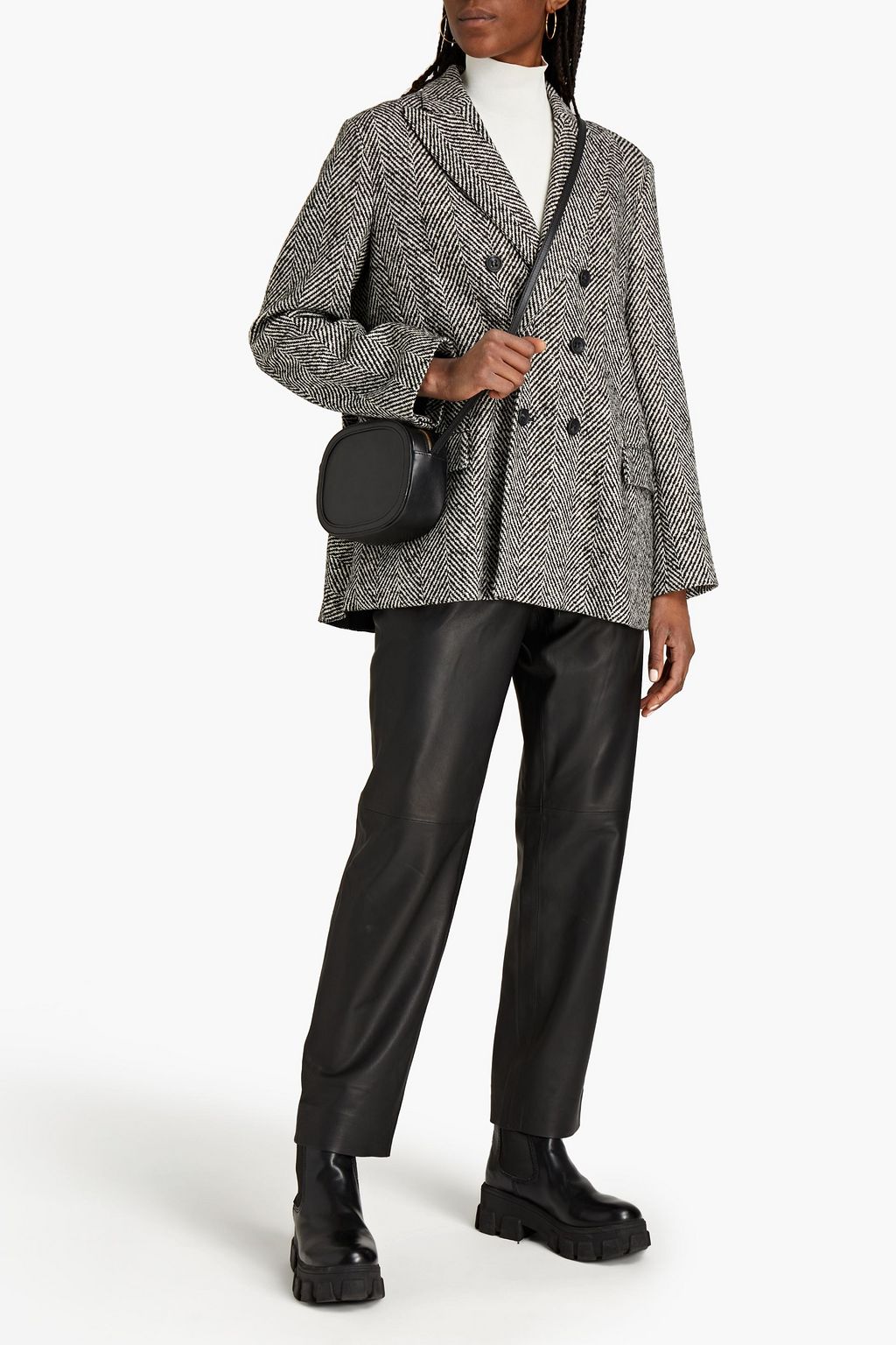REDVALENTINO Double-breasted herringbone tweed jacket