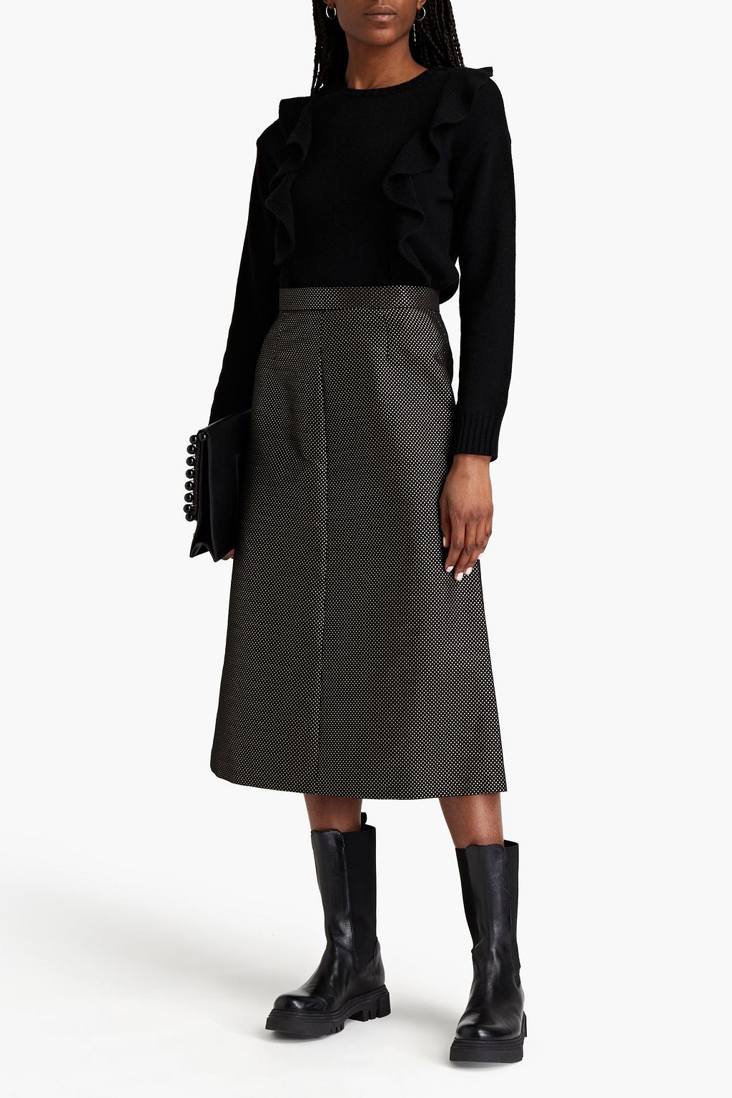 REDVALENTINO Metallic jacquard midi skirt