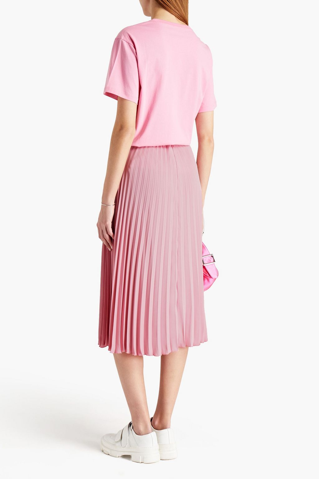 REDVALENTINO Pleated crepe midi skirt