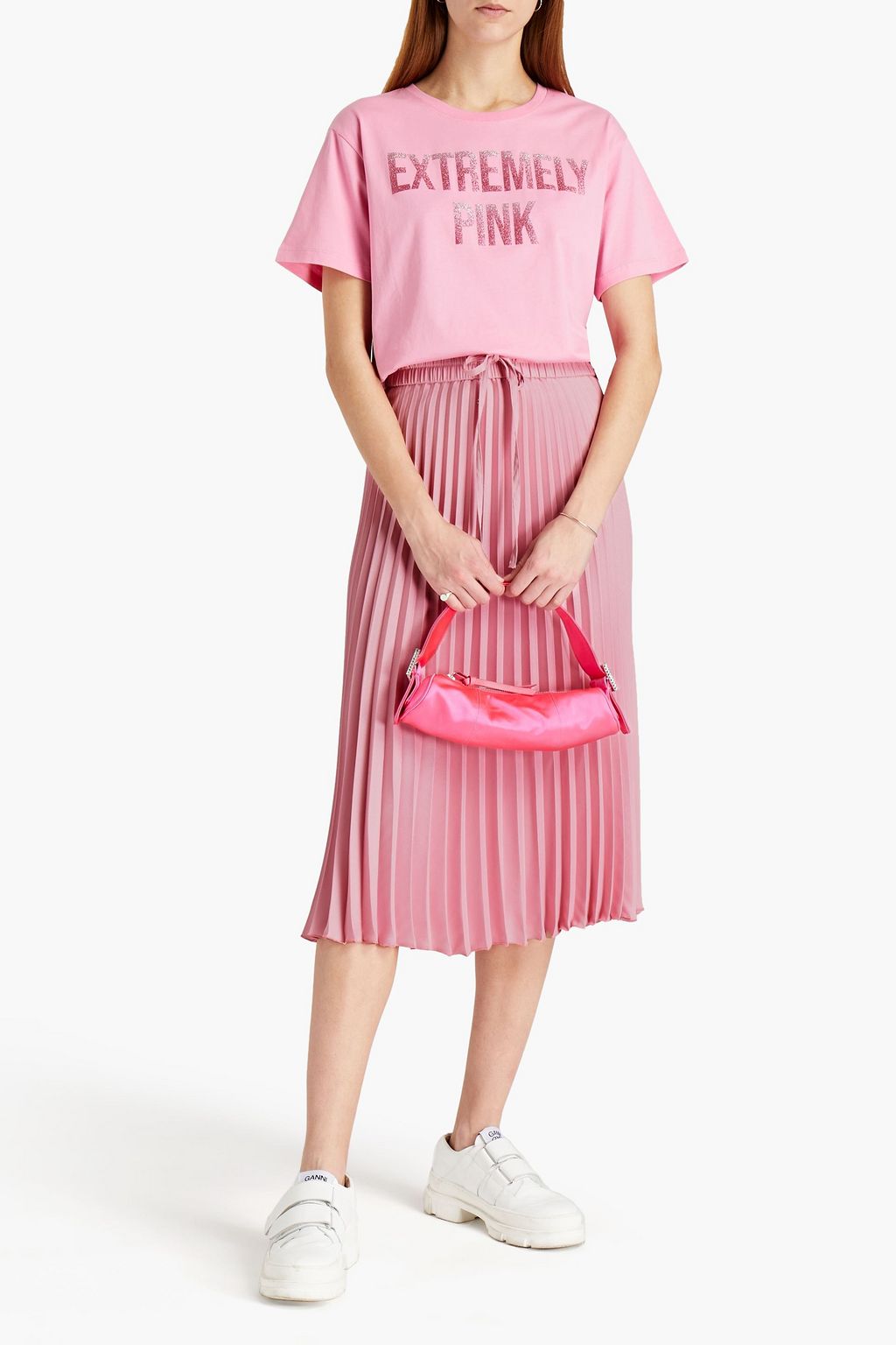REDVALENTINO Pleated crepe midi skirt