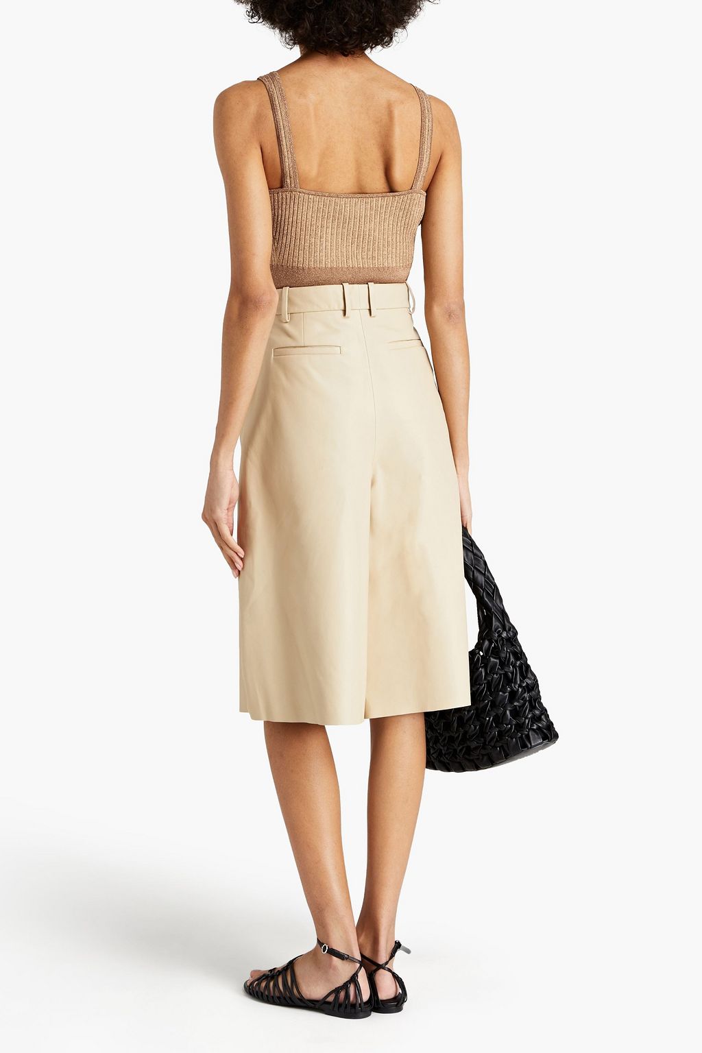 3.1 PHILLIP LIM Cropped metallic ribbed-knit top
