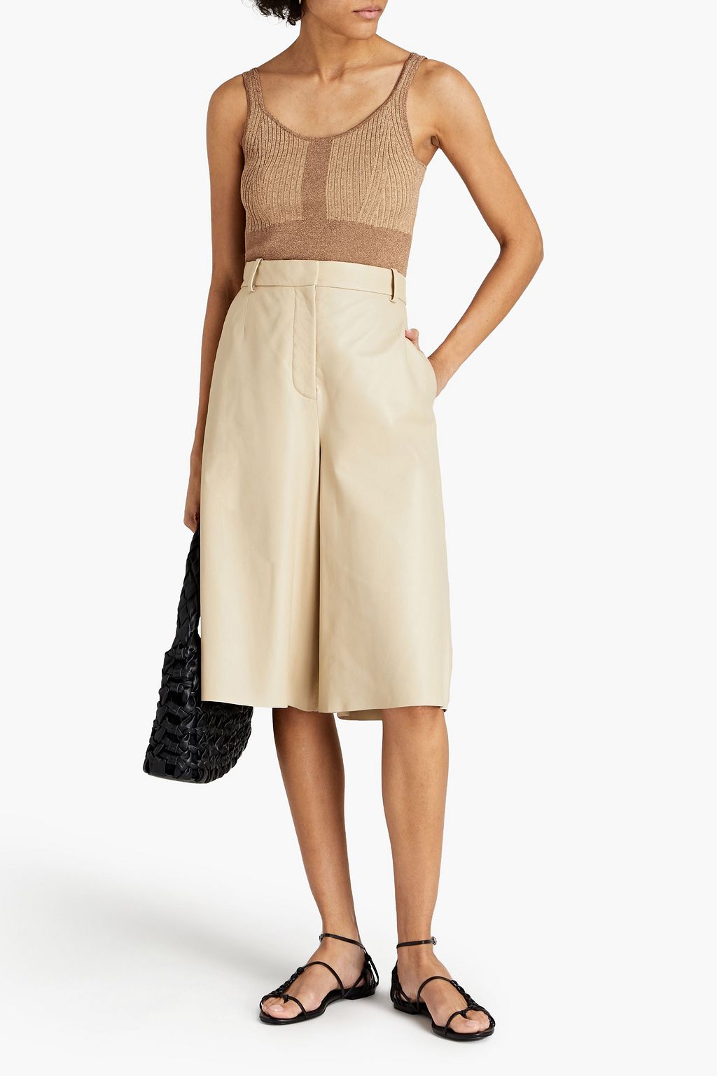 3.1 PHILLIP LIM Cropped metallic ribbed-knit top