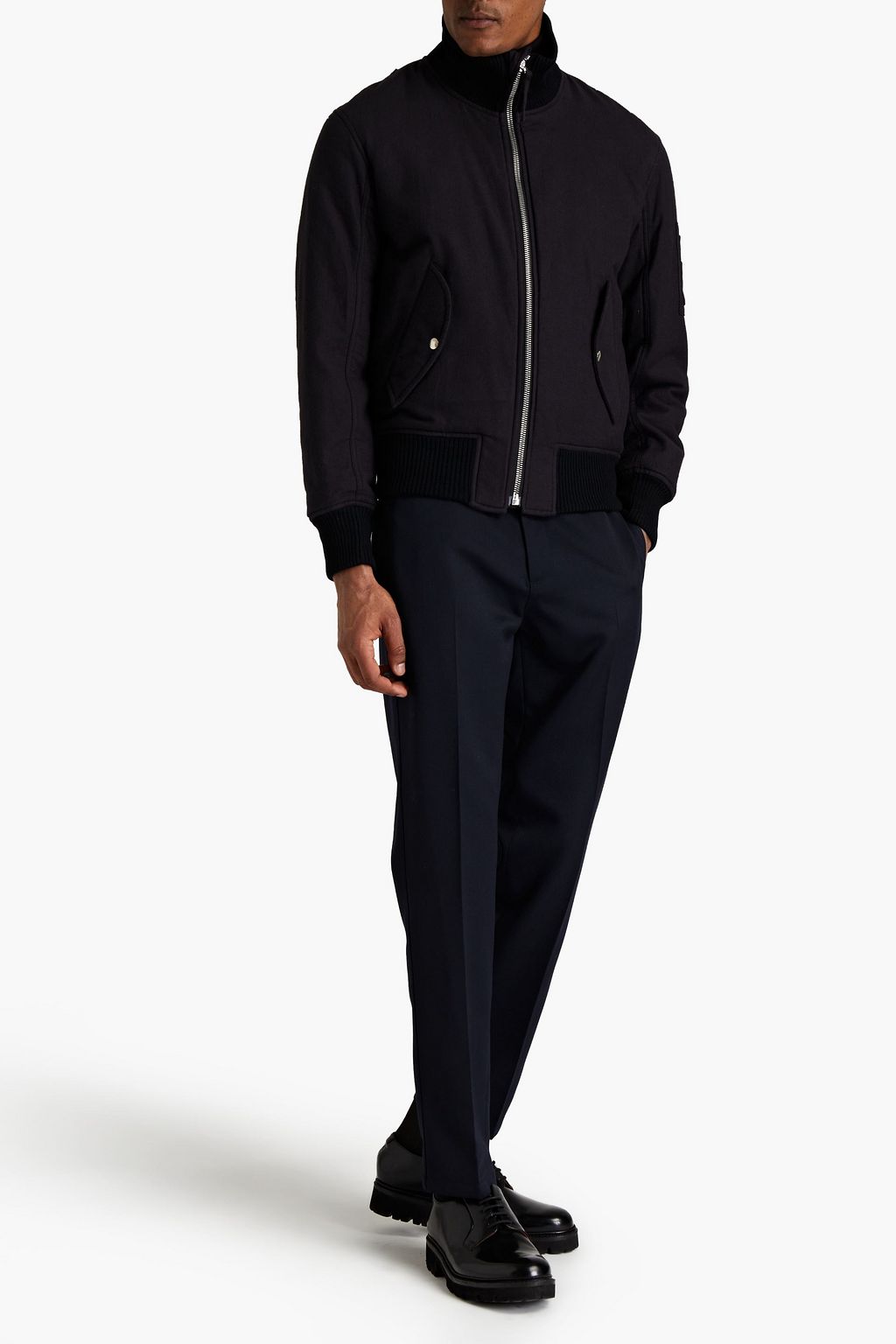 HELMUT LANG Buckle-detailed cotton-twill bomber jacket