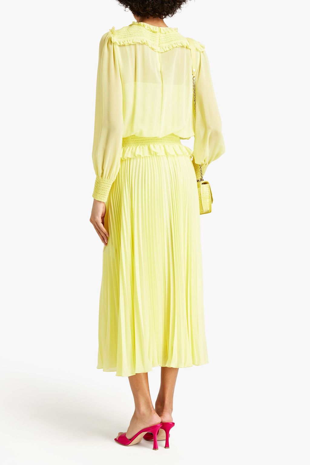 REDVALENTINO Shirred pleated georgette maxi dress