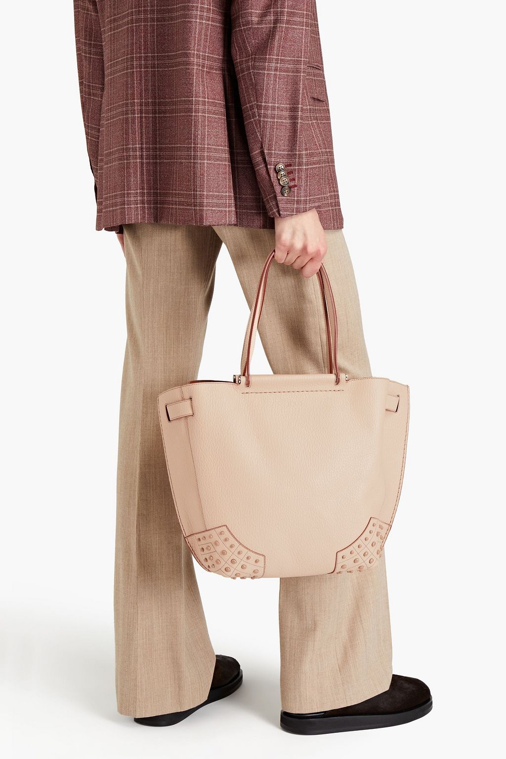 TOD'S Studded pebbled-leather tote