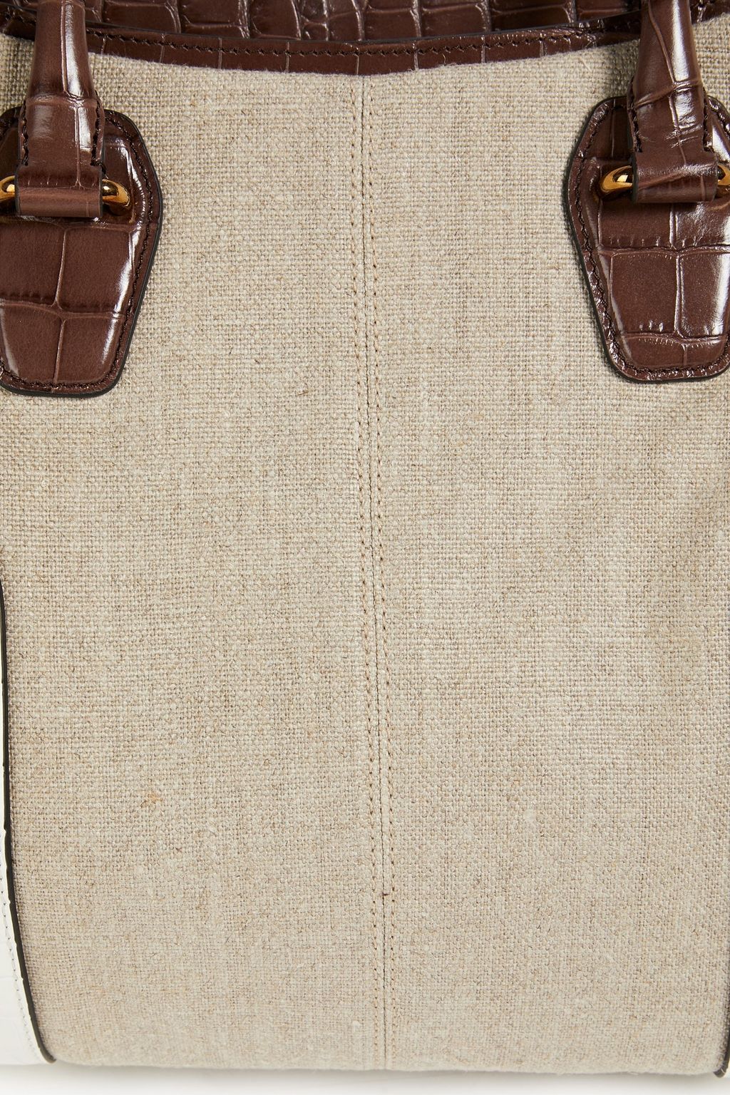 TOD'S Croc-effect leather-paneled canvas tote