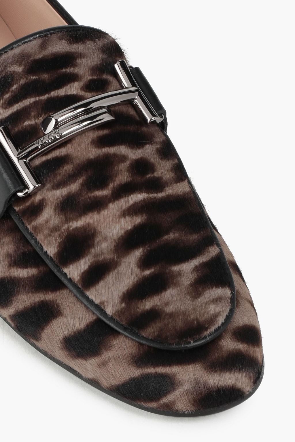 TOD'S Double T leopard-print calf hair loafers