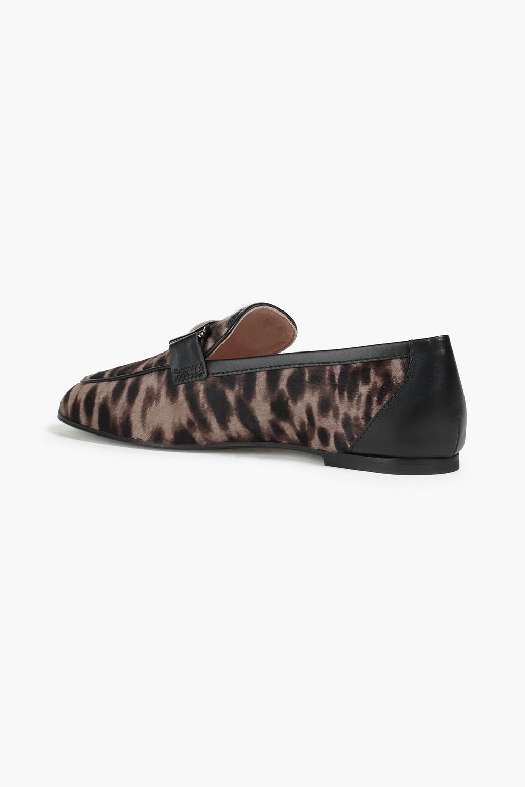 TOD'S Double T leopard-print calf hair loafers