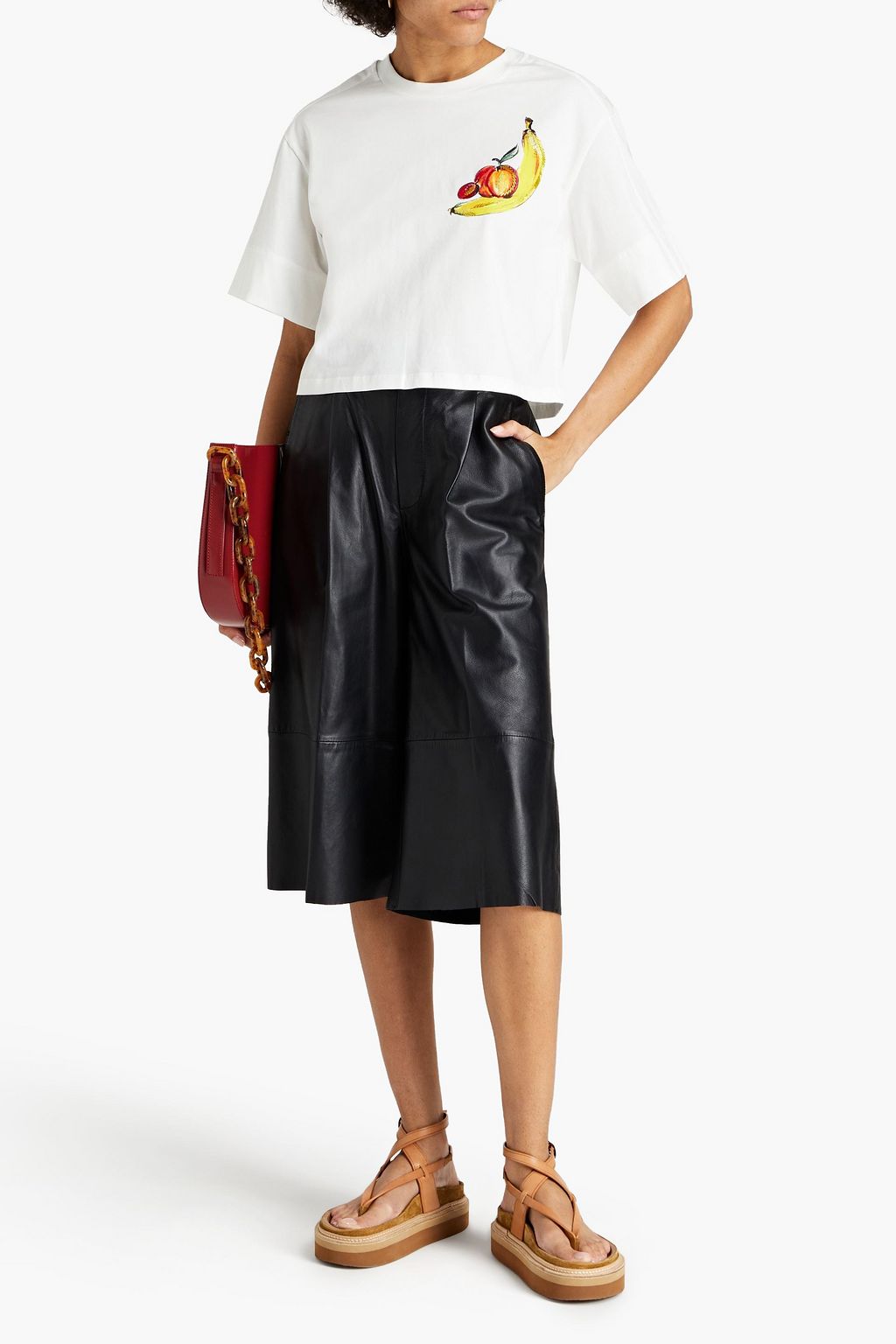 3.1 PHILLIP LIM Cropped embellished printed cotton-jersey T-shirt