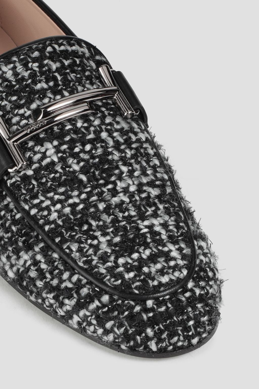 TOD'S Leather-trimmed tweed loafers