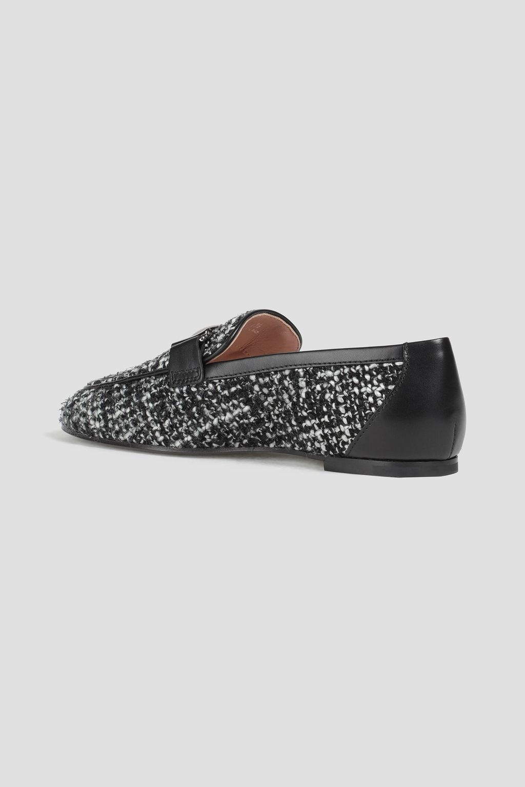 TOD'S Leather-trimmed tweed loafers