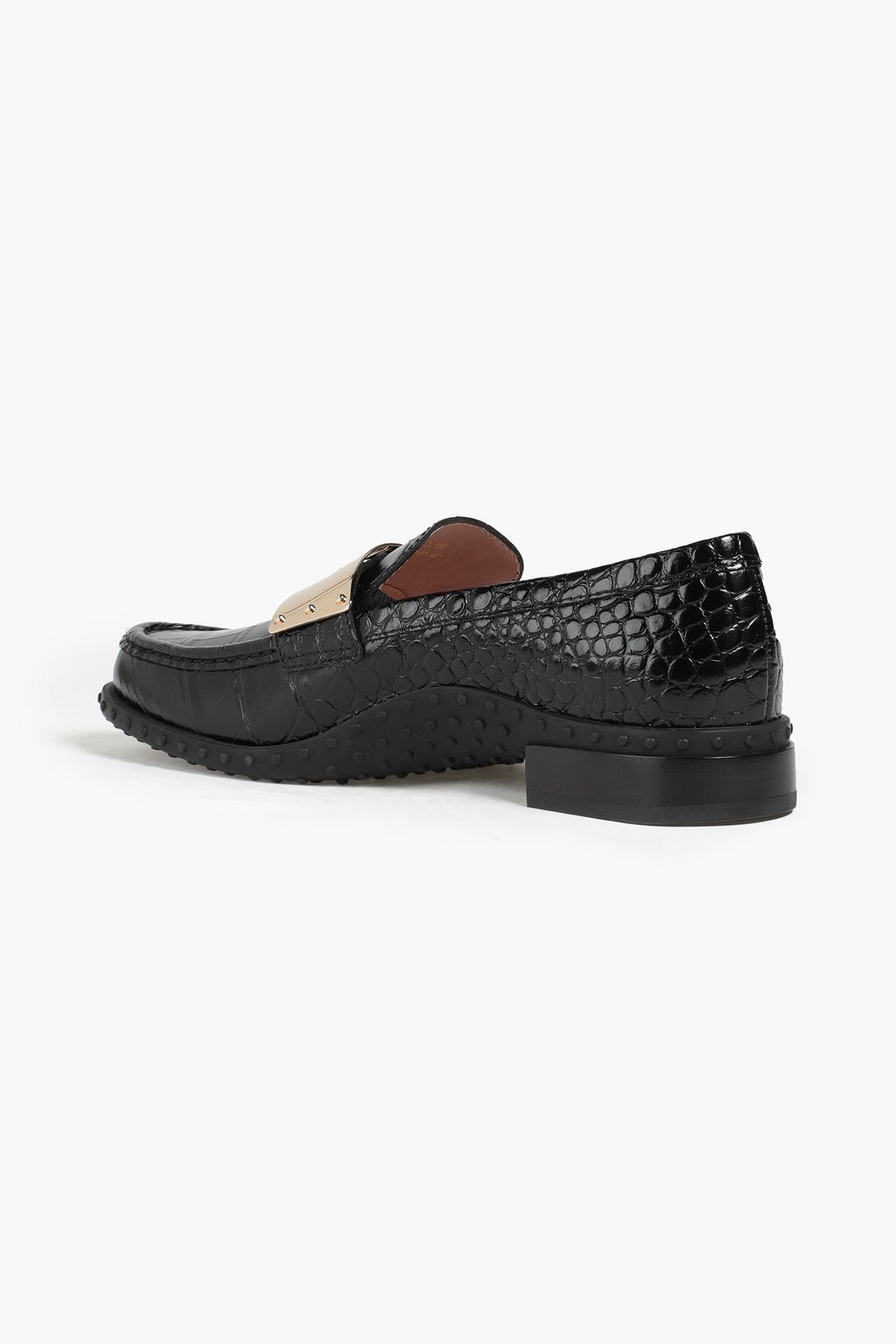 TOD'S Embellished croc-effect leather loafers