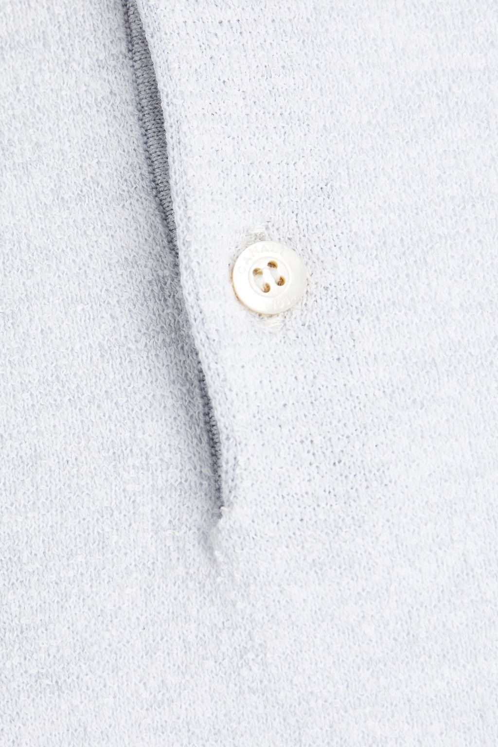 CANALI Bouclé-knit wool and cotton-blend polo shirt