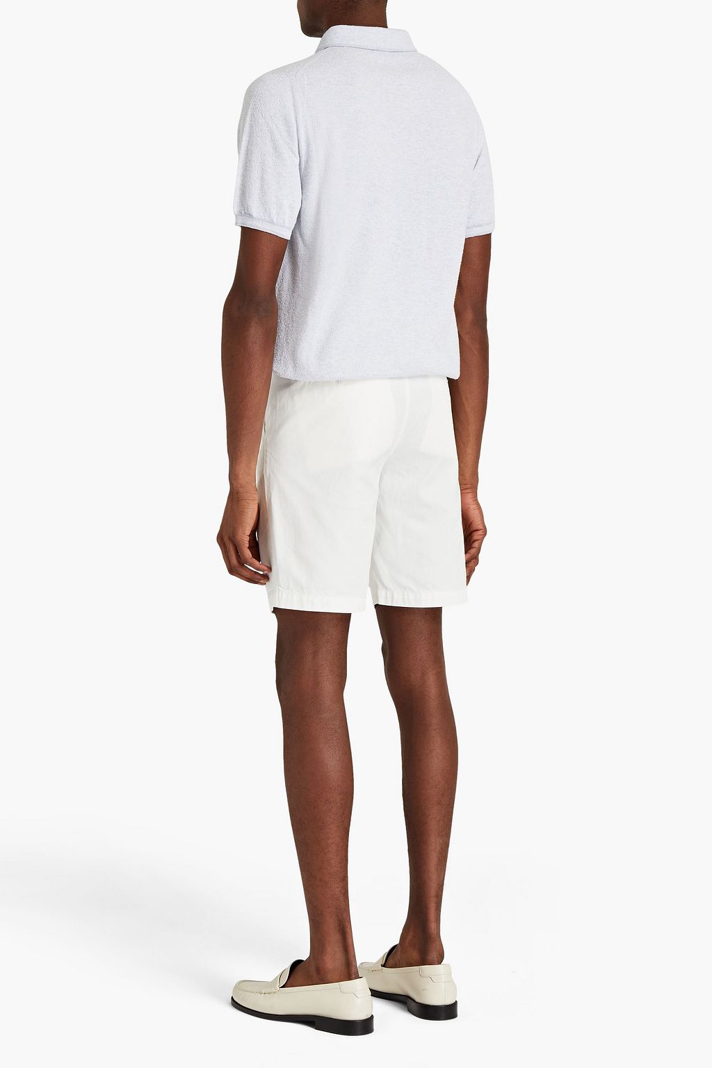 CANALI Bouclé-knit wool and cotton-blend polo shirt