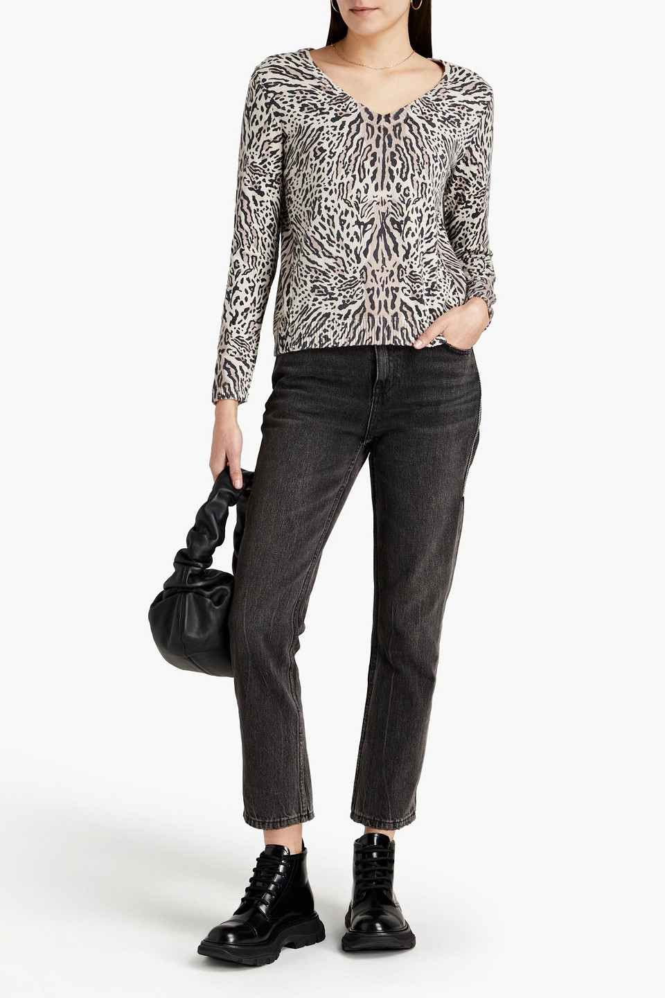 Atm Anthony Thomas Melillo Leopard-print Cotton And Cashmere-blend Jumper In Neutrals