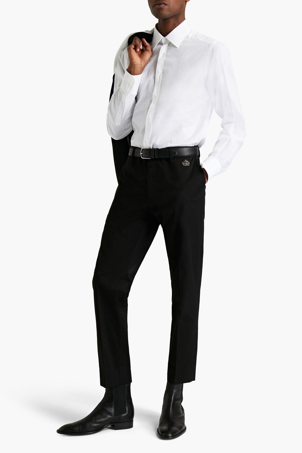 DOLCE&GABBANA Slim-fit embellished cotton-blend twill pants