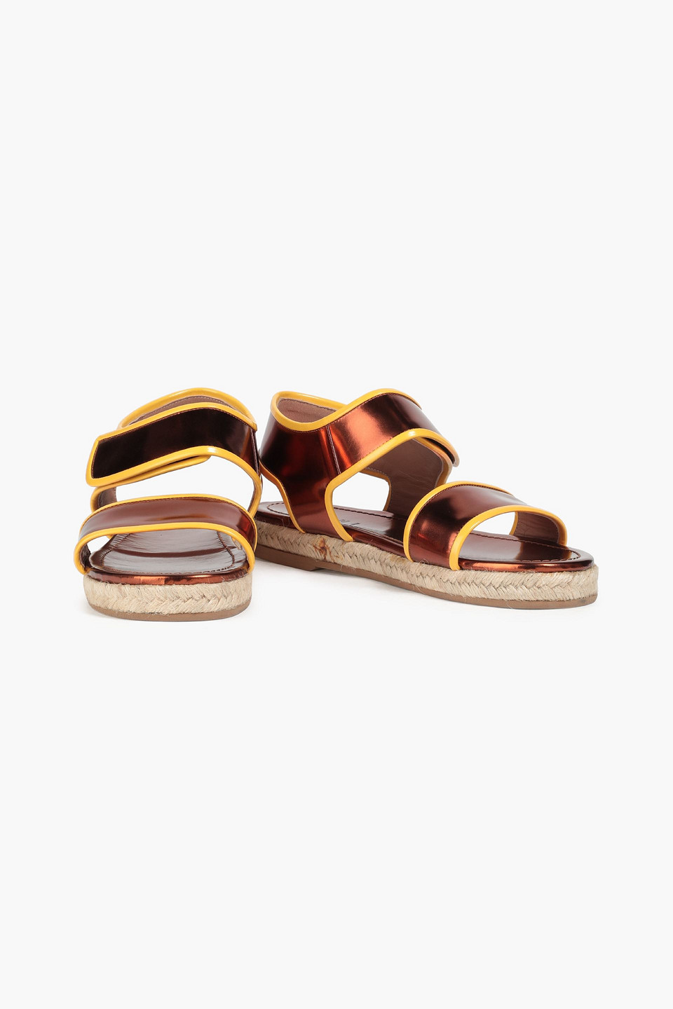 Marni Metallic Faux Leather Sandals In Yellow