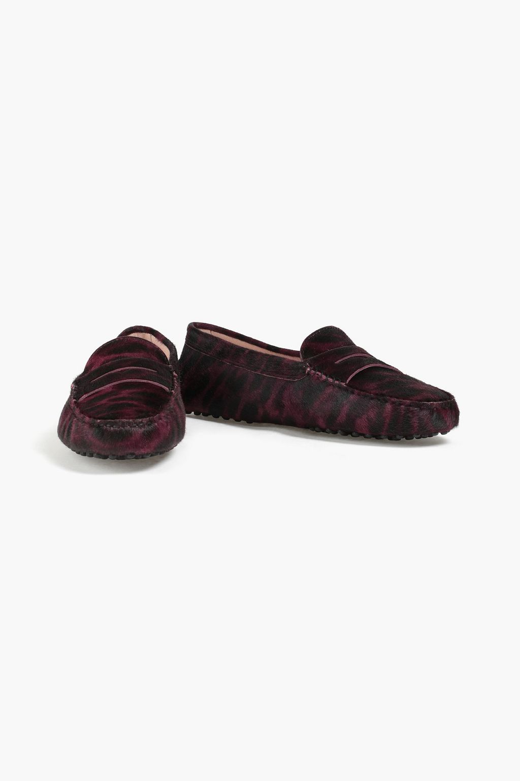 TOD'S Leopard-print calf hair loafers