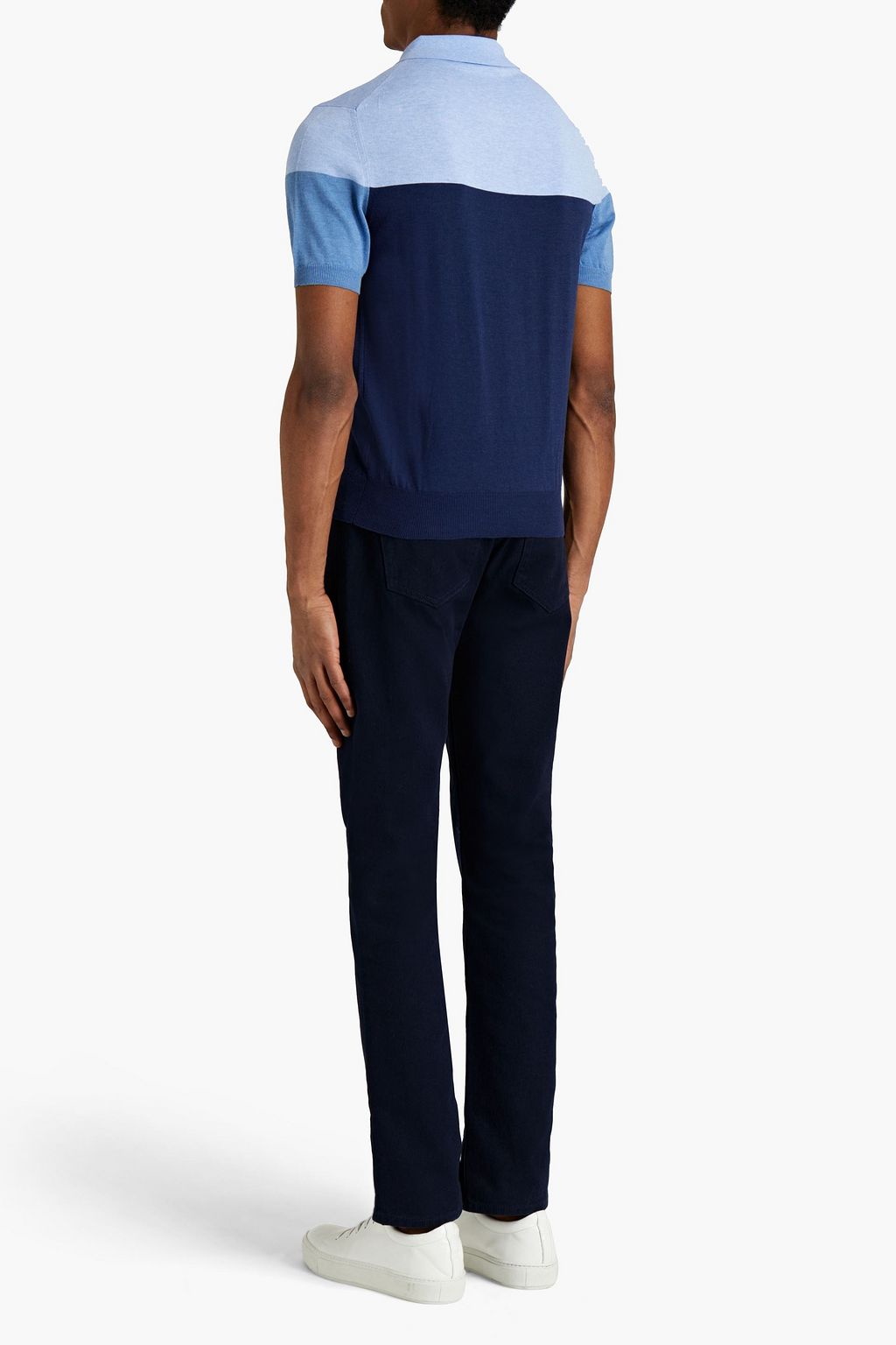 CANALI Color-block cotton-jersey polos shirt