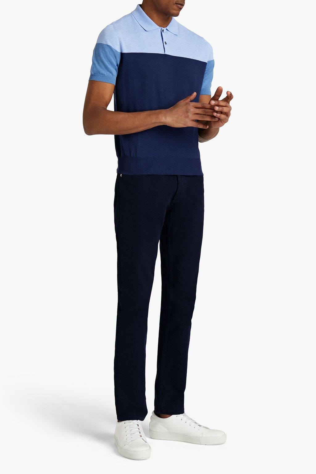 CANALI Color-block cotton-jersey polos shirt