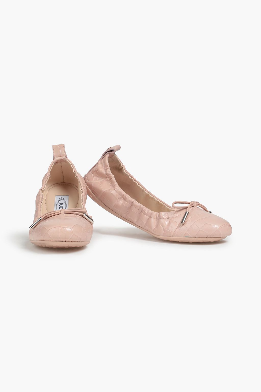 TOD'S Croc-effect leather ballet flats