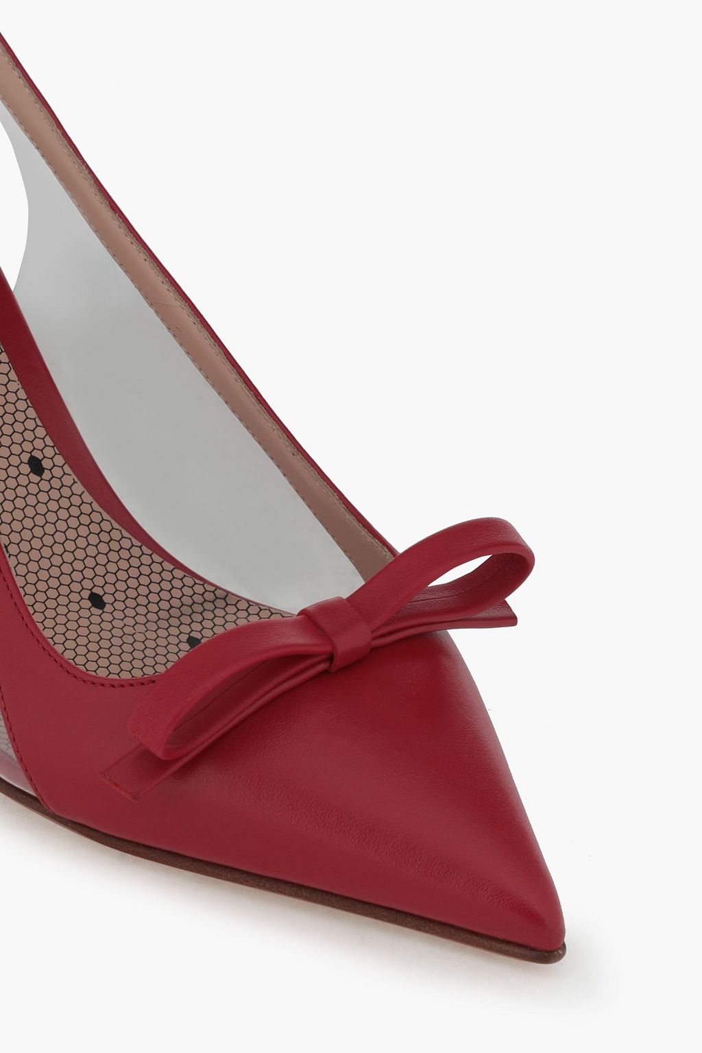 RED(V) Bow-embellished PVC and leather slingback pumps