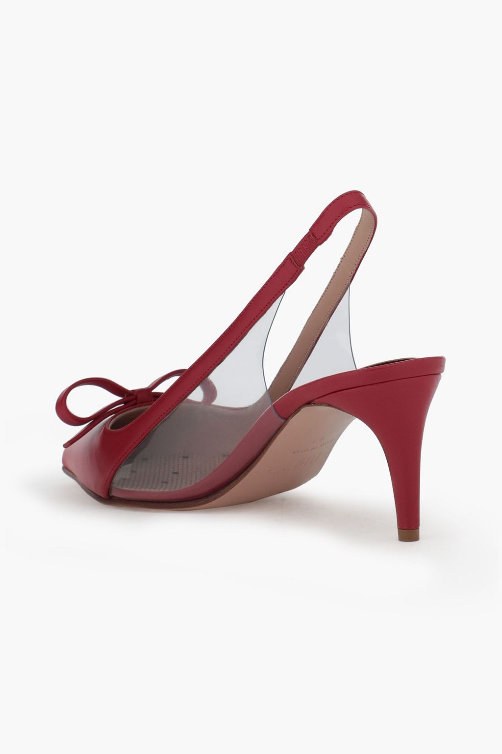 RED(V) Bow-embellished PVC and leather slingback pumps